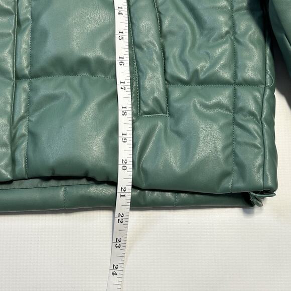Windsor Love Tree Vegan Leather Puffer Crop Jacket Womens Size Large, Green - Picture 14 of 16